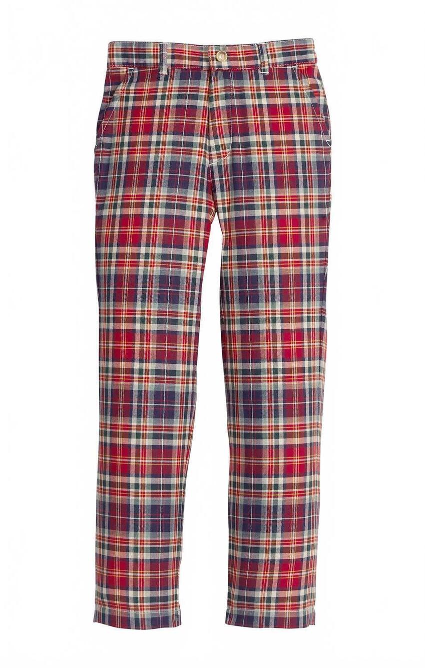 NEW LITTLE ENGLISH boys' middleburg plaid classic pants in red